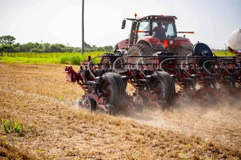 Moreland farm 2022 - tractor in field no-till