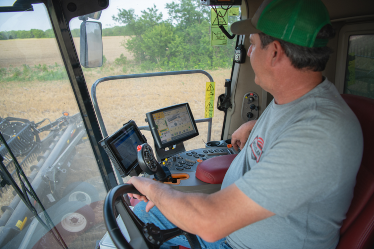 Farmer using technology in his planter
