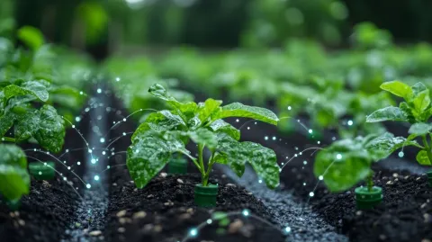 Innovative smart irrigation system enhancing crop growth in a lush agricultural field