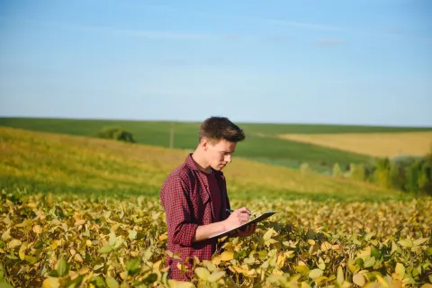 Portrait of young farmer or agronomist